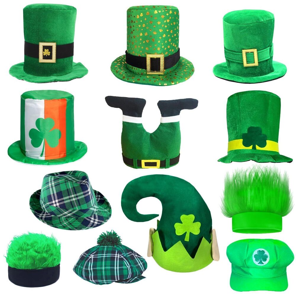 1297 12pcs Bulk St. Patrick's Day Party Hats Funny Shamrock Hat St Patricks